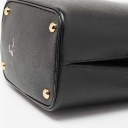 Pre Owned Prada Black Saffiano Lux Leather Medium Panier Top Handle Bag