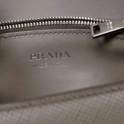 Pre Owned Prada Grey Saffiano Cuir Leather Envelope Flap Shoulder Bag