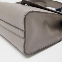 Pre Owned Prada Grey Saffiano Cuir Leather Envelope Flap Shoulder Bag