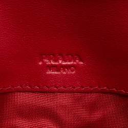 Pre Owned Prada Red Quilted Nylon and Leather Logo Flap Continental Wallet