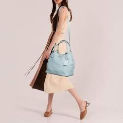 Pre Owned Prada Pale Blue Vitello Daino Leather Sacca 2 Manici Tote