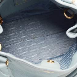 Pre Owned Prada Pale Blue Vitello Daino Leather Sacca 2 Manici Tote