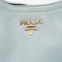 Pre Owned Prada Pale Blue Vitello Daino Leather Sacca 2 Manici Tote