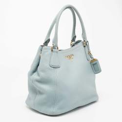 Pre Owned Prada Pale Blue Vitello Daino Leather Sacca 2 Manici Tote