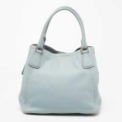 Pre Owned Prada Pale Blue Vitello Daino Leather Sacca 2 Manici Tote