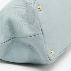Pre Owned Prada Pale Blue Vitello Daino Leather Sacca 2 Manici Tote
