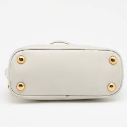 Pre Owned Prada Off White Saffiano Lux Leather Mini Promenade Satchel