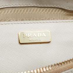 Pre Owned Prada Off White Saffiano Lux Leather Mini Promenade Satchel