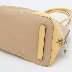 Pre Owned Prada Beige/Yellow Canvas And Leather Satchel