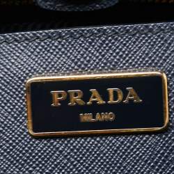 Pre Owned Prada Two Tone Blue Saffiano Lux Leather Open Tote
