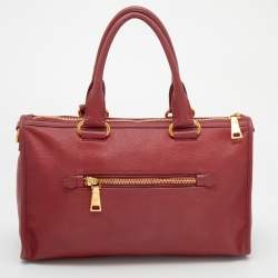 Pre Owned Prada Red Leather Front Pocket Tote