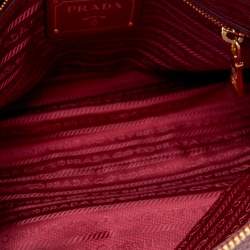 Pre Owned Prada Red Leather Front Pocket Tote