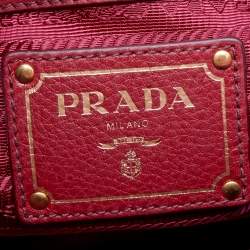 Pre Owned Prada Red Leather Front Pocket Tote