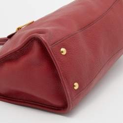 Pre Owned Prada Red Leather Front Pocket Tote