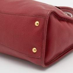 Pre Owned Prada Red Leather Front Pocket Tote