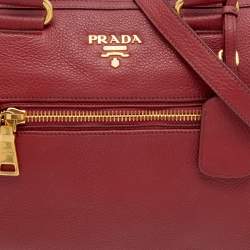 Pre Owned Prada Red Leather Front Pocket Tote