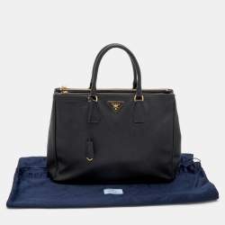Pre Owned Prada Black Saffiano Leather Double Zip Tote