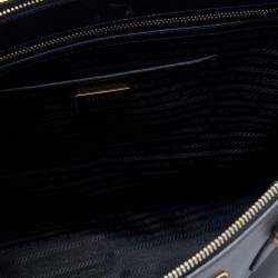 Pre Owned Prada Black Saffiano Leather Double Zip Tote