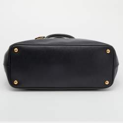 Pre Owned Prada Black Saffiano Leather Double Zip Tote