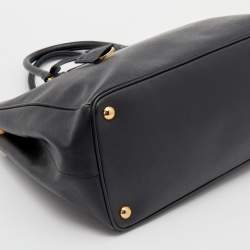 Pre Owned Prada Black Saffiano Leather Double Zip Tote