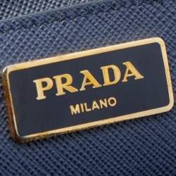 Pre Owned Prada Navy Blue Saffiano Leather Extra Large Double Zip Executive Tote