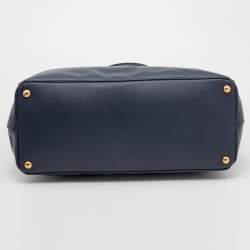 Pre Owned Prada Navy Blue Saffiano Leather Extra Large Double Zip Executive Tote