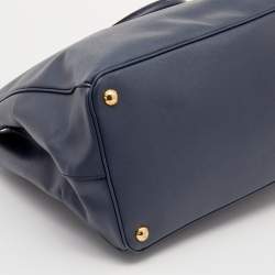 Pre Owned Prada Navy Blue Saffiano Leather Extra Large Double Zip Executive Tote