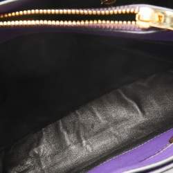 Pre Owned Prada Purple Saffiano Soft Leather Middle Zip Tote