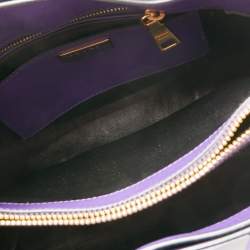 Pre Owned Prada Purple Saffiano Soft Leather Middle Zip Tote