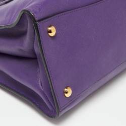 Pre Owned Prada Purple Saffiano Soft Leather Middle Zip Tote
