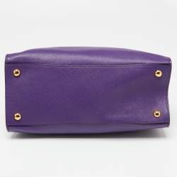 Pre Owned Prada Purple Saffiano Soft Leather Middle Zip Tote