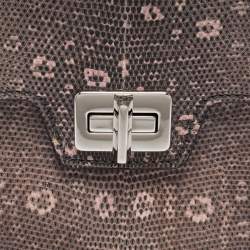 Pre Owned Prada Pink/Brown Lizard Leather Flap Top Handle Bag