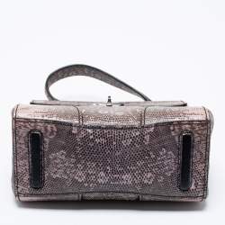 Pre Owned Prada Pink/Brown Lizard Leather Flap Top Handle Bag