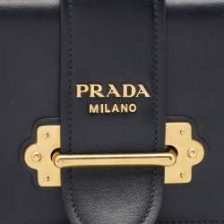 Pre Owned Prada Black Leather Cahier Belt Bag