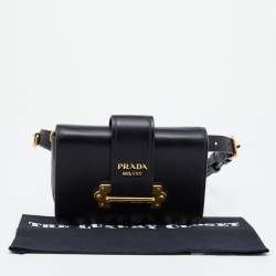 Pre Owned Prada Black Leather Cahier Belt Bag