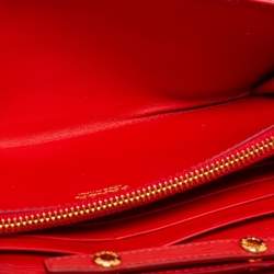 Pre Owned Prada Red Vitello Move Leather Wallet on Chain