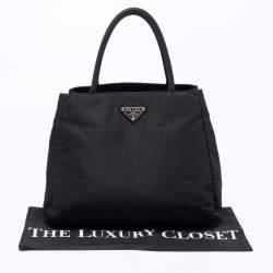 Pre Owned Prada Black Nylon Tessuto City Tote