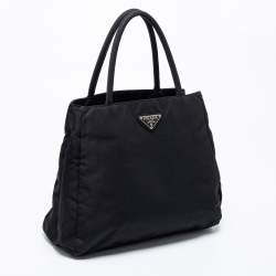Pre Owned Prada Black Nylon Tessuto City Tote
