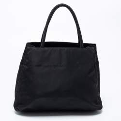 Pre Owned Prada Black Nylon Tessuto City Tote