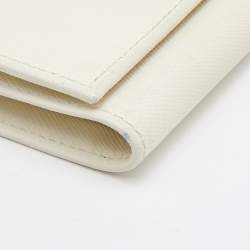 Pre Owned Prada White Saffiano Leather Trifold Wallet
