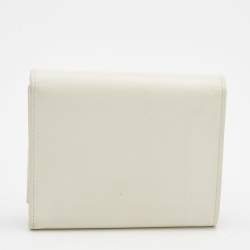Pre Owned Prada White Saffiano Leather Trifold Wallet