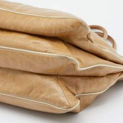 Pre Owned Prada Beige Vitello Shine Leather Tote