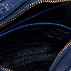 Pre Owned Prada Blue Saffiano Leather Camera Crossbody Bag