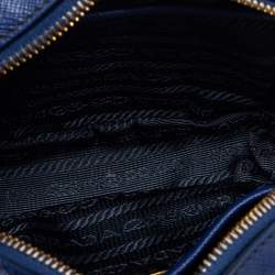 Pre Owned Prada Blue Saffiano Leather Camera Crossbody Bag