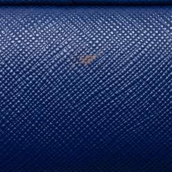 Pre Owned Prada Blue Saffiano Leather Camera Crossbody Bag