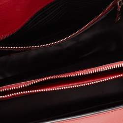 Pre Owned Prada Red Saffiano Cuir Leather Large Twin Tote