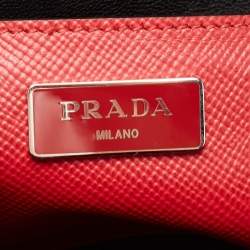 Pre Owned Prada Red Saffiano Cuir Leather Large Twin Tote