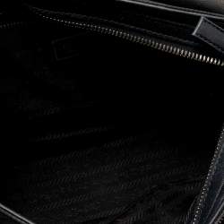 Pre Owned Prada Black Nylon and Leather Buckle Flap Shoulder Bag