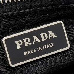 Pre Owned Prada Black Nylon and Leather Buckle Flap Shoulder Bag