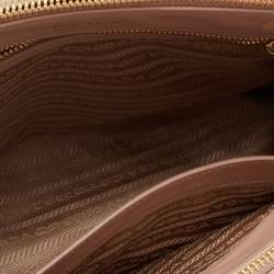 Pre Owned Prada Beige Diagramme Quilt Leather Double Zip Tote